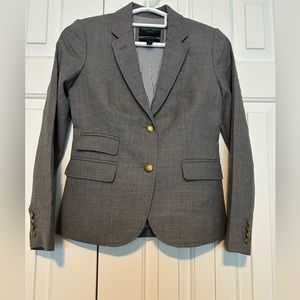 J.Crew Brand New Schoolboy Blazer size 00 Grey Wool 2 gold buttons